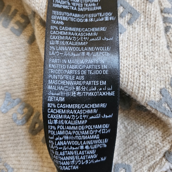 Balenciaga UNISEX Beige S M 2 4 Cashmere Reflector 3M Mini All Over Logo Sweater - Picture 7 of 11